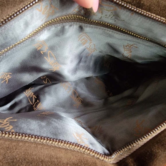 Vintage Ruth Saltz Brown Suede Evening Clutch Purse - Picture 9 of 12